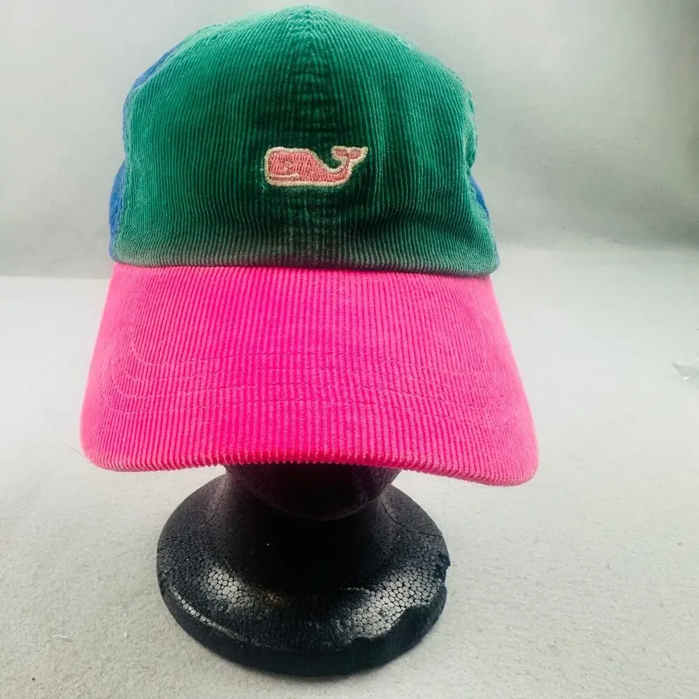 Vineyard Vines Youth Colorblock Corduroy Whale Logo Hat Strapback Cap OSFA